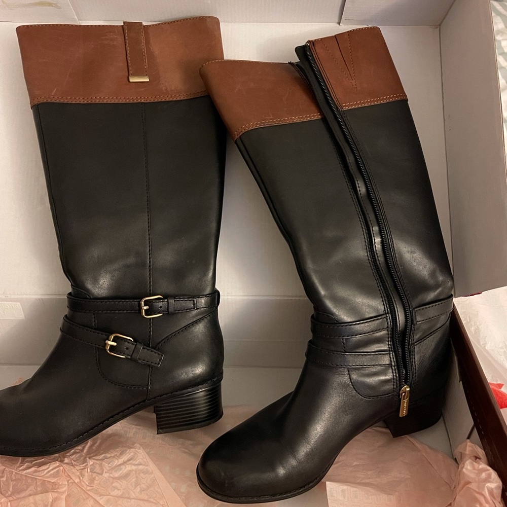 Bandolino black/brown leather boots (size 8.5)